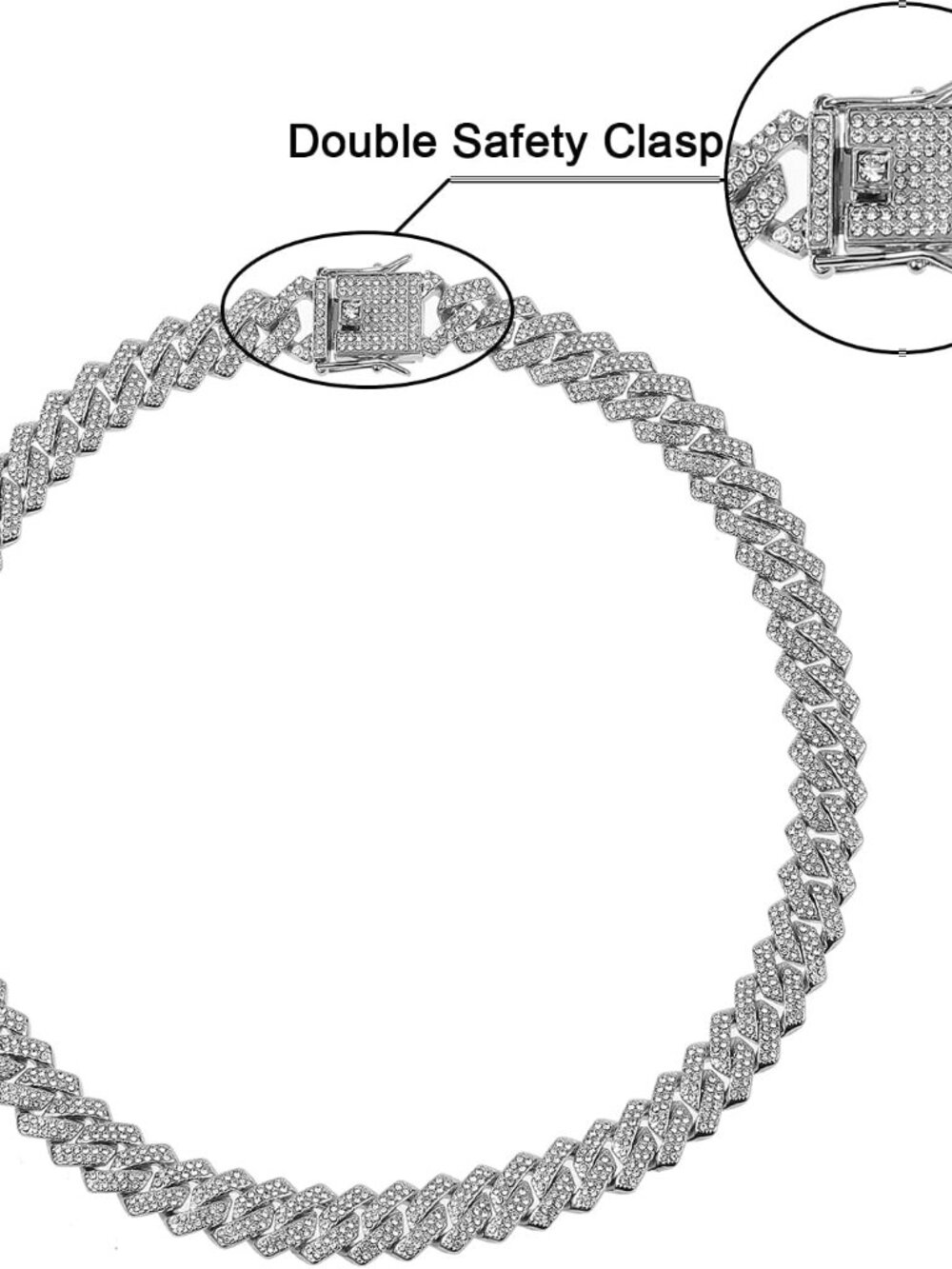Iced Out Cuban Link Chain Necklace for Men Women, Miami Hip Hop Plated Bling Jew - Picture 9 of 9
